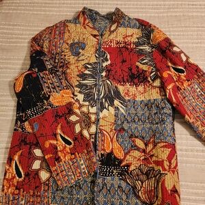 Geometric Multi Colored Quilted Reversible Patterned Jacket Excellent Condition